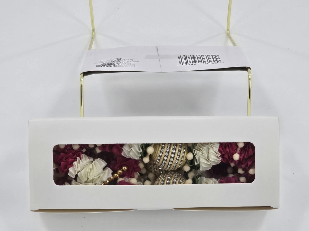 Garland Of Artificial Flowers,Pair Of Maroon & White Color With Beads(Wedding Varmala, Bride and Groom Mala, Wedding Ceremony Garlands, Indian wedding , Ameen, Bismillah, Mayo, Sanchak, Shadi, Dulha, Dulhan, Graduation etc)