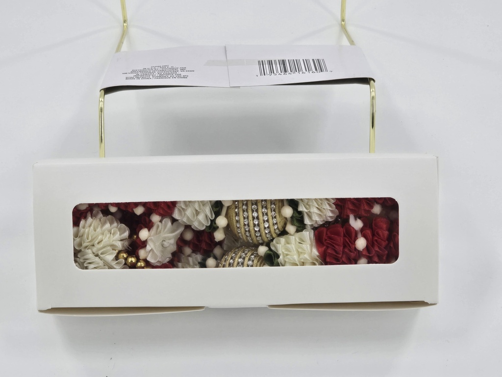Garland Of Artificial Flowers,Single Red & White Color With Beads For kids(Wedding Varmala, Bride and Groom Mala, Wedding Ceremony Garlands, Indian wedding , Ameen, Bismillah, Mayo, Sanchak, Shadi, Dulha, Dulhan, Graduation etc)