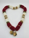 Garland Of Artificial Flowers,Single Maroon & White Color With Beads For Adults(Wedding Varmala, Bride and Groom Mala, Wedding Ceremony Garlands, Indian wedding , Ameen, Bismillah, Mayo, Sanchak, Shadi, Dulha, Dulhan, Graduation etc)