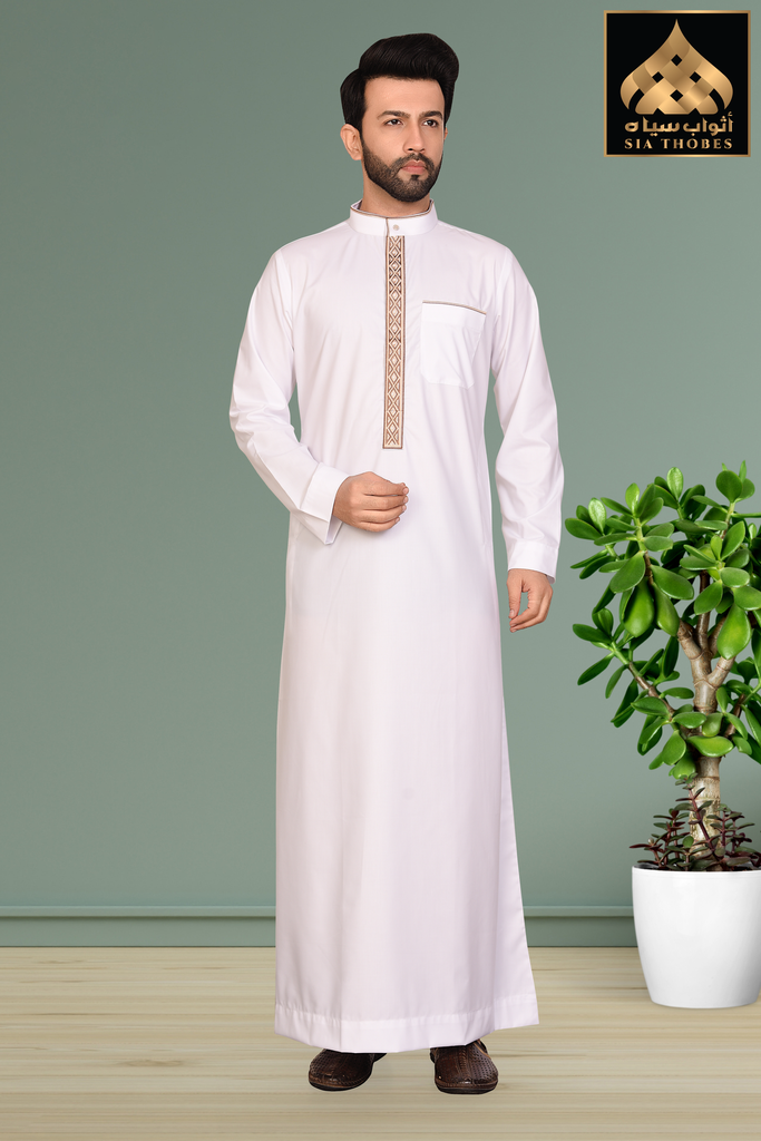 STEM16 | Classic Thobe (White & Brown)