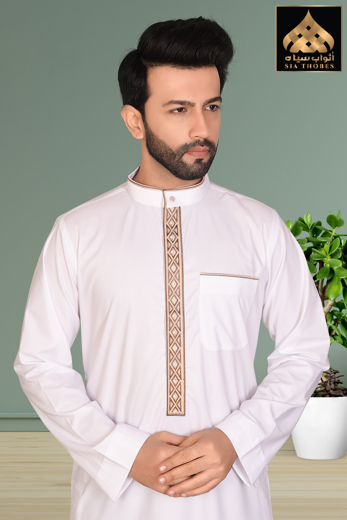 STEM16 | Classic Thobe (White & Brown)