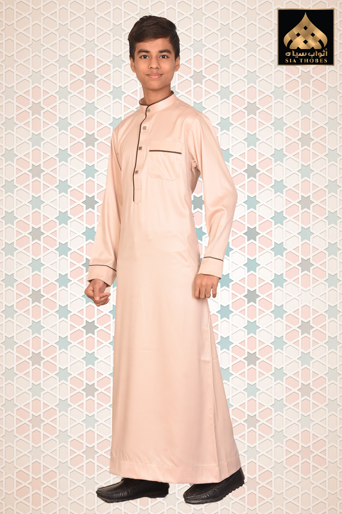 STDK11 | Shinny Thobe (Light Peach & Dark Brown)