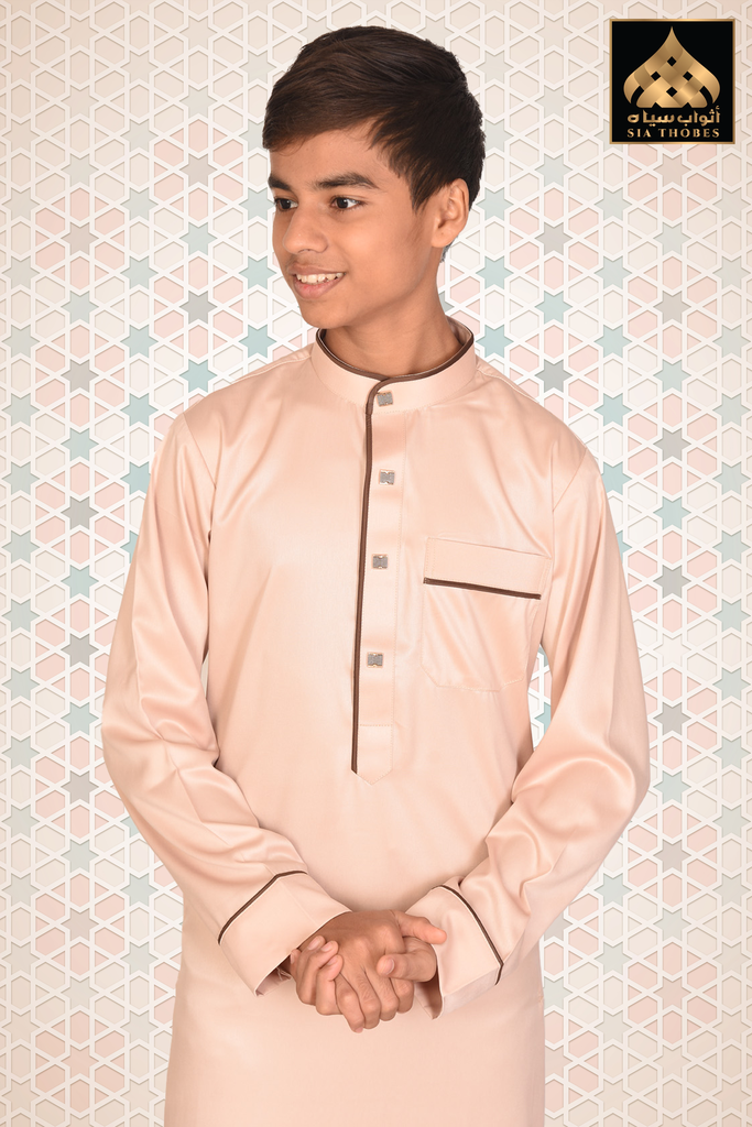 STDK11 | Shinny Thobe (Light Peach & Dark Brown)