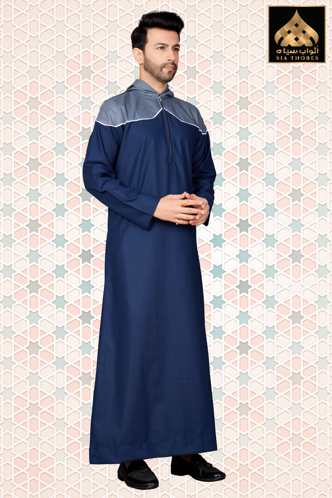 STTM99 | Designer Thobe Hoodie (Navy Blue & Blue)