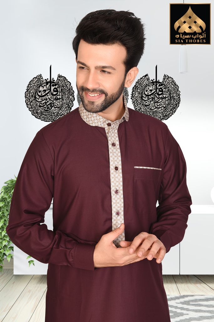 STM01 | Classic Thobe colar / cuffs (Maroon)
