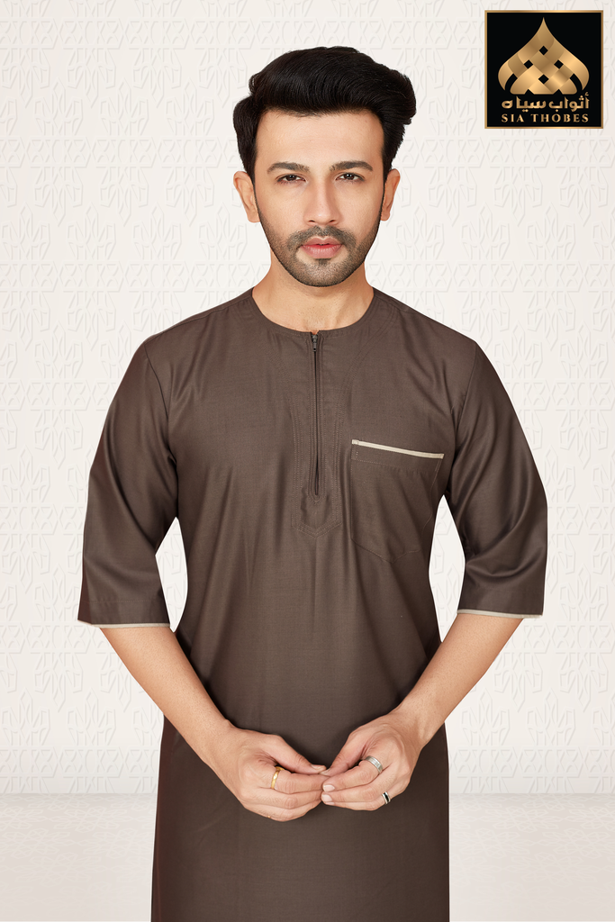 STHM01 | Thobe H/S (Chocolate Brown & Cream)