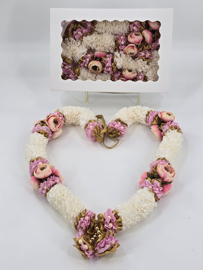 Garland Of Artificial Flowers,Pair Of Pink&White Color With Beads(Wedding Varmala, Bride and Groom Mala, Wedding Ceremony Garlands, Indian wedding , Ameen, Bismillah, Mayo, Sanchak, Shadi, Dulha, Dulhan, Graduation etc)