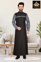 STTM97 | Designer Thobe (Black & Light greyish Blue)