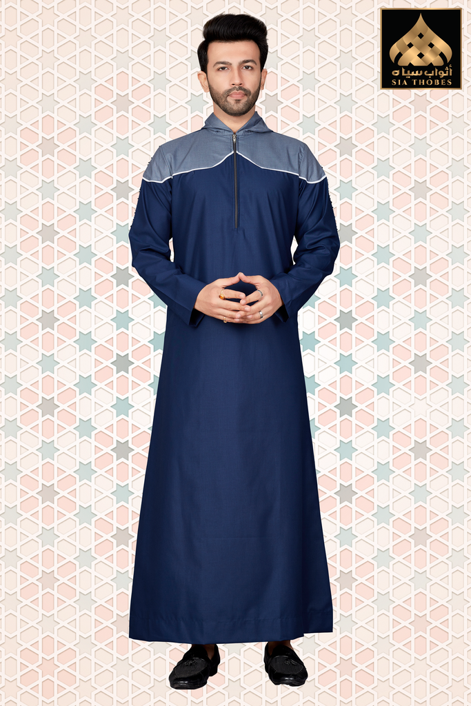 STTM99 | Designer Thobe Hoodie (Navy Blue & Blue)