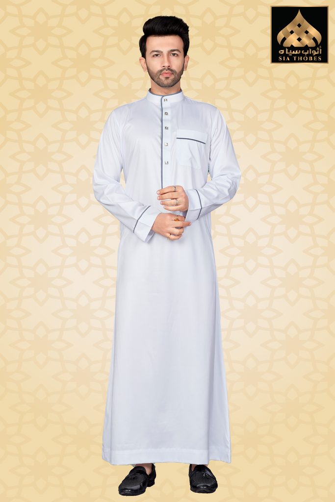 STDM10 | Shinny Thobe (White & Light Grey)