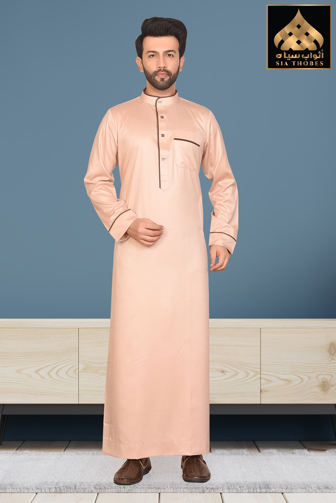 STDM11 | Shinny Thobe (Light Peach & Dark Brown)