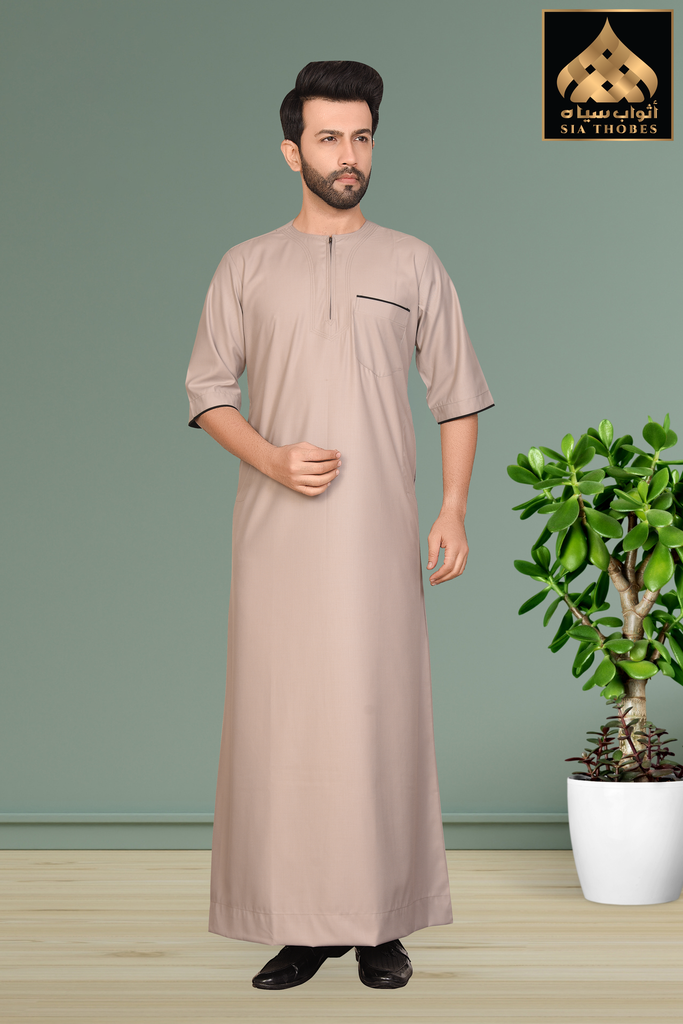 STHM03 | Thobe H/S (Dark Cream & Black)