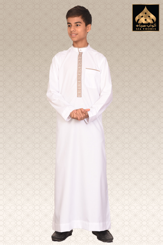 STEK16 | Classic Thobe (White & Brown)