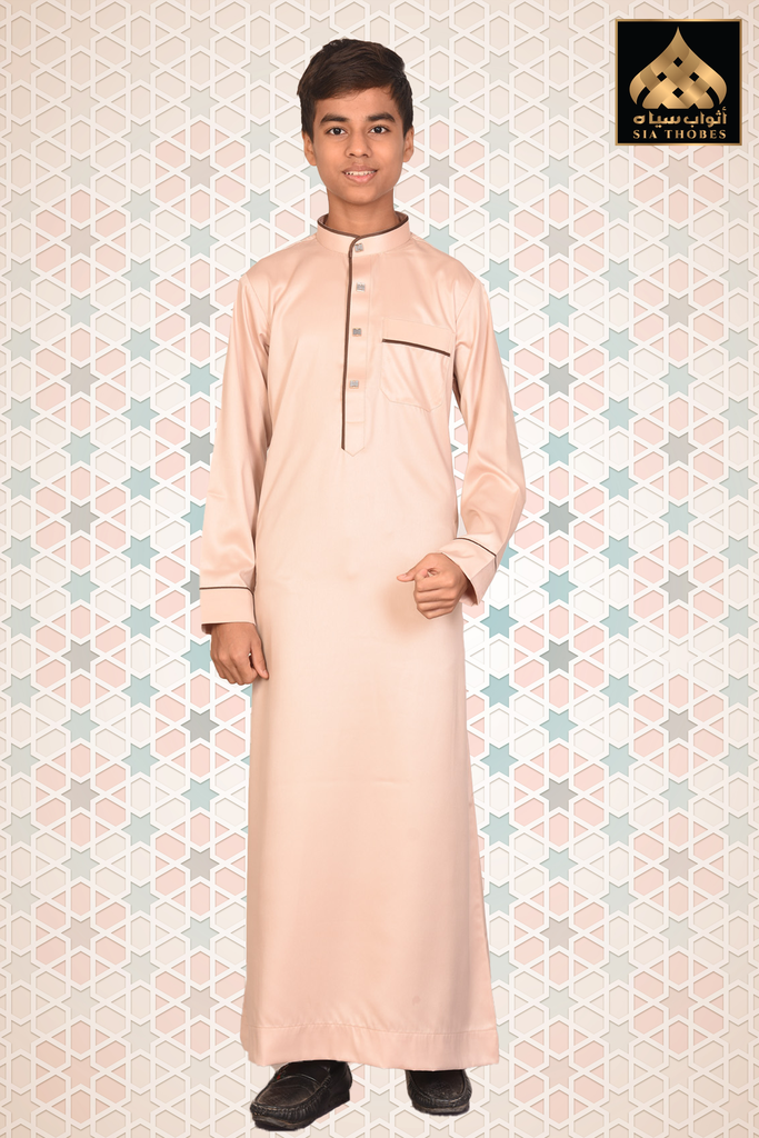 STDK11 | Shinny Thobe (Light Peach & Dark Brown)