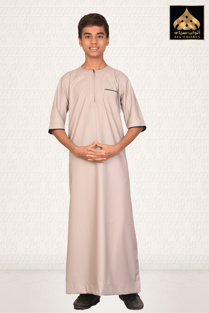 STHK03 | Thobe H/S (Dark Cream & Black)
