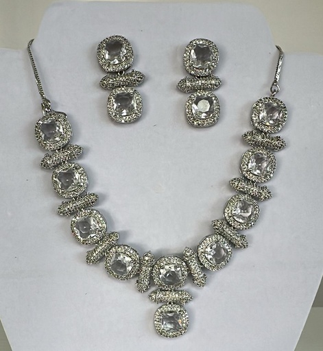 Crystal-Cut Silver Jewelry Set
