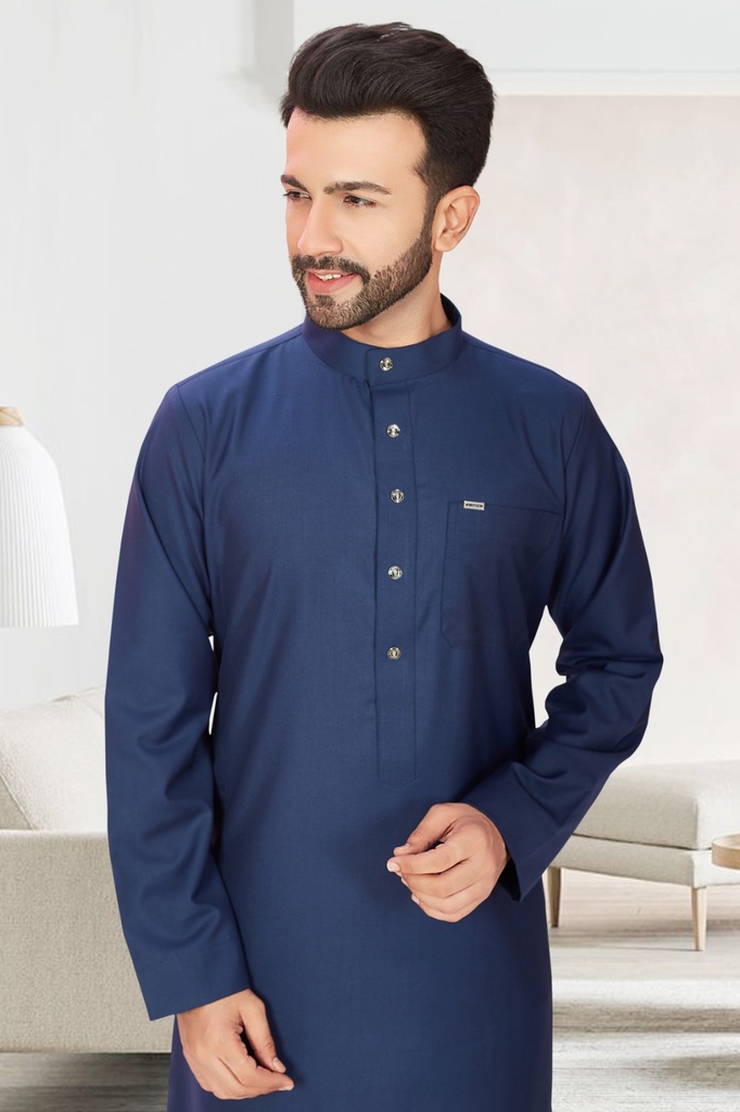 STMR-23 | SIA Islamic Thobes (Jubba) for Men's Middle Eastern Plain/Regular Style (Navy Blue)