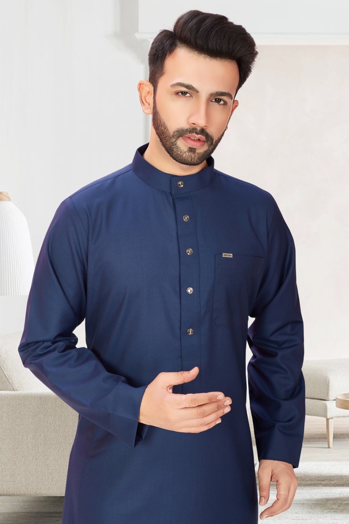 STMR-23 | SIA Islamic Thobes (Jubba) for Men's Middle Eastern Plain/Regular Style (Navy Blue)