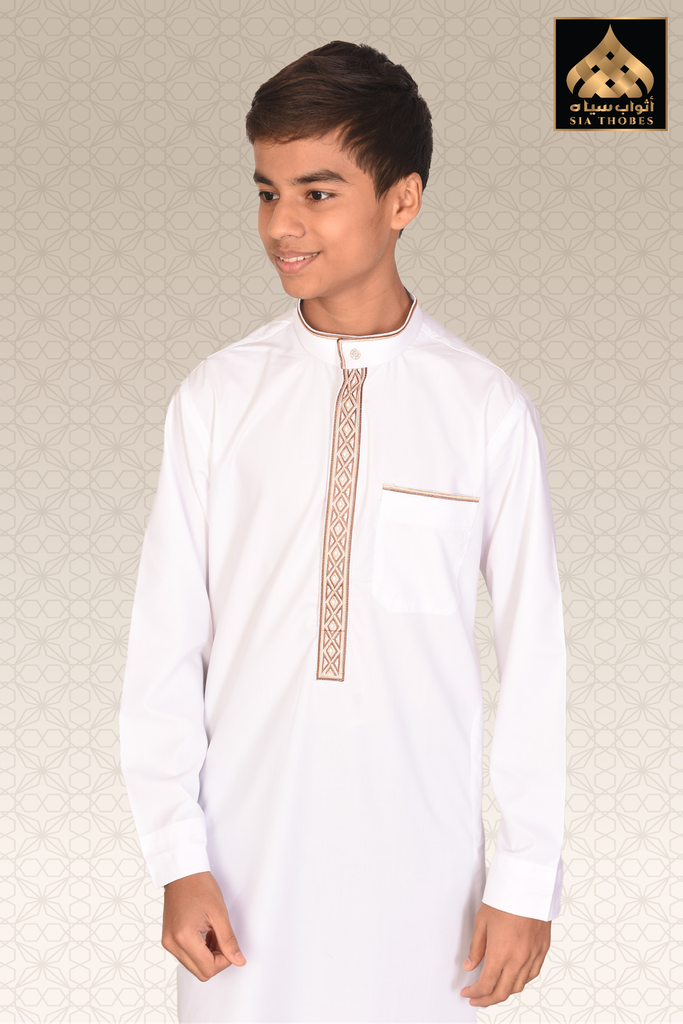 STEK16 | Classic Thobe (White & Brown)