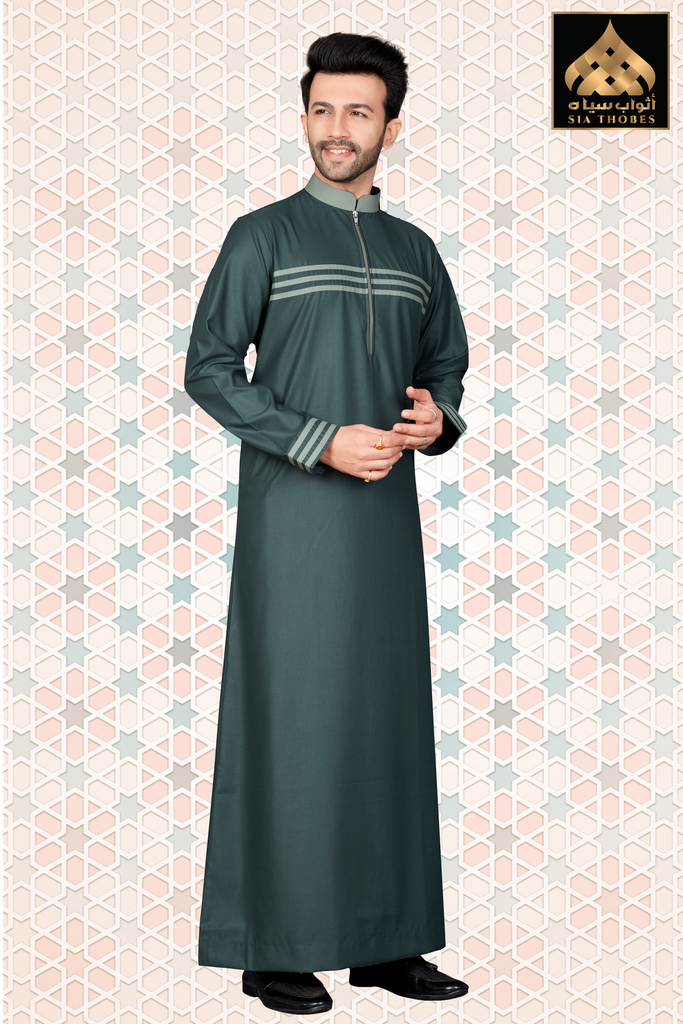 STTM95 | Designer Thobe (Sea Green & Olive Green)