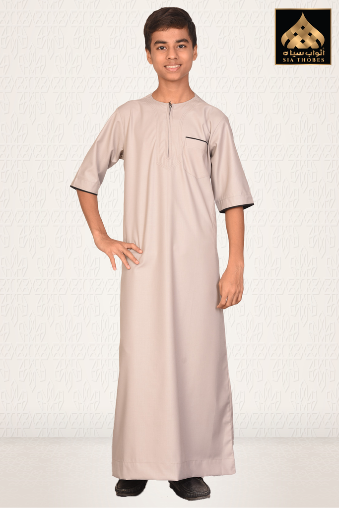 STHM03 | Thobe H/S (Dark Cream & Black)