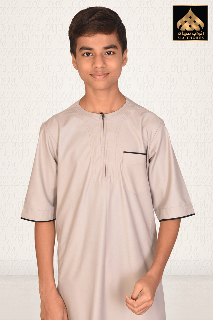 STHM03 | Thobe H/S (Dark Cream & Black)