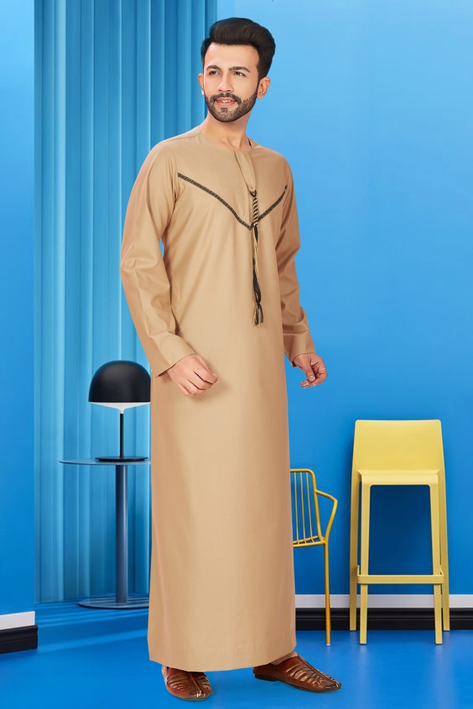 STMO-32	SIA Islamic Thobes for Men's Omani Style Designer ( Light Brown )