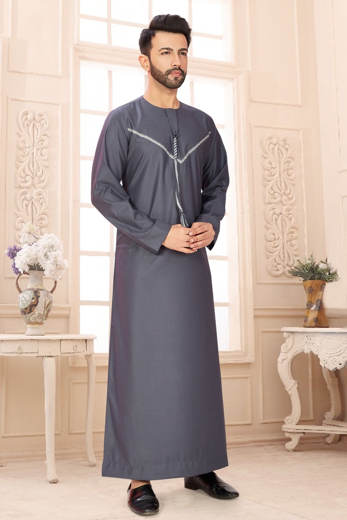 STMO-34	SIA Islamic Thobes for Men's Omani Style Designer ( Black )