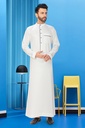 STMS-10	SIA Islamic Thobes for Men's Plain Light Shiny with Piping ( White )