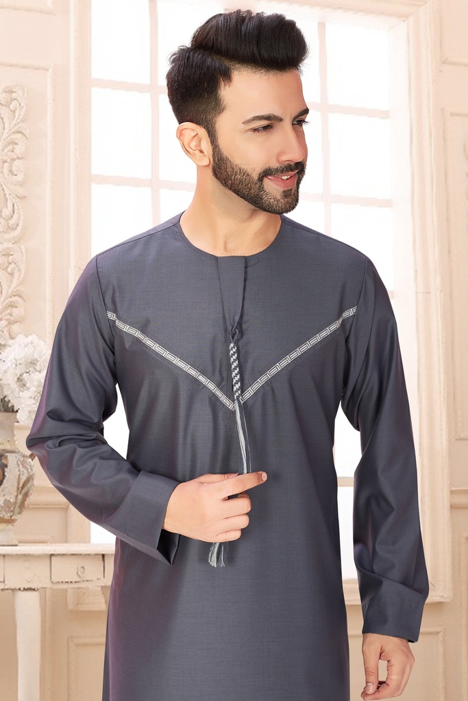 STMO-34	SIA Islamic Thobes for Men's Omani Style Designer ( Black )