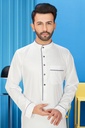 STMS-10	SIA Islamic Thobes for Men's Plain Light Shiny with Piping ( White )