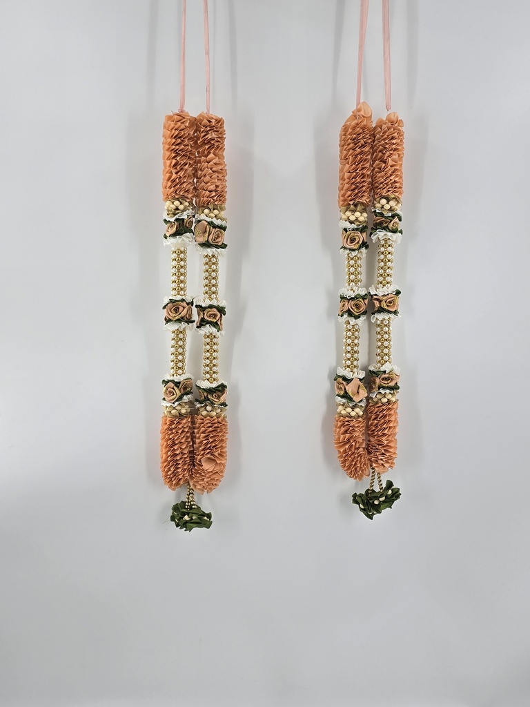 Garland (Pair Of Orange Colour For Occasions like Ameen, Bismillah, Mayo, Sanchak, Shadi, Dulha dulhan,Graduation etc)