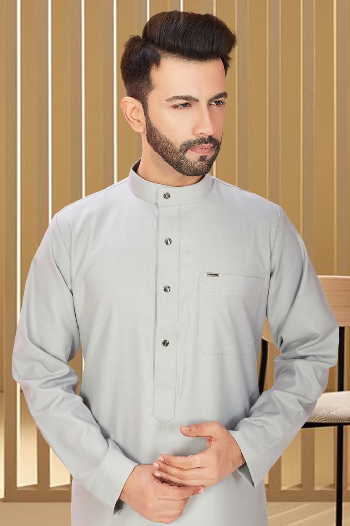 STMR-01 | SIA Islamic Thobes (Jubba) for Men's Middle Eastern Plain/Regular (Light Grey)