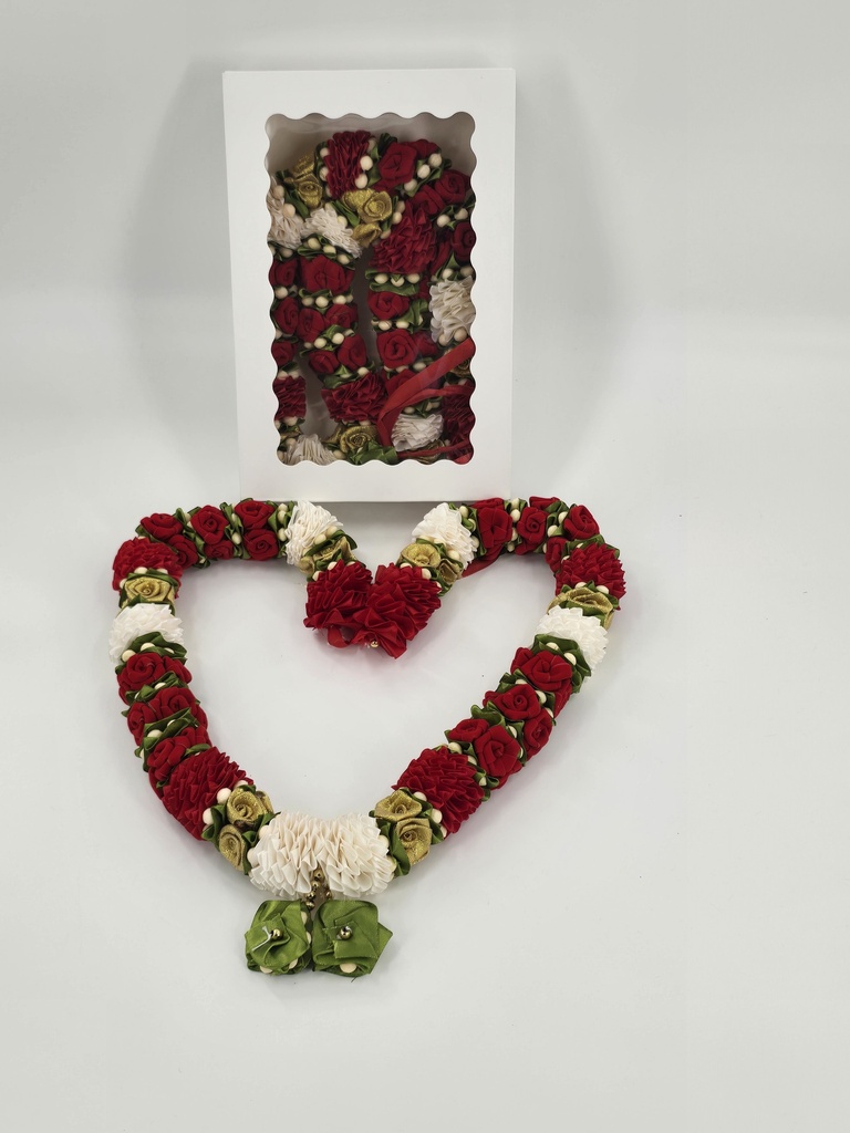 Garland Of Artificial Flowers,Pair Of Maroon Color With Beads(Wedding Varmala, Bride and Groom Mala, Wedding Ceremony Garlands, Indian wedding , Ameen, Bismillah, Mayo, Sanchak, Shadi, Dulha, Dulhan, Graduation etc)