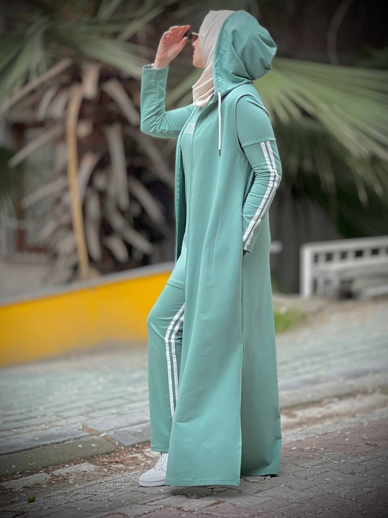 FCM4B-21C | Casual Tracksuit Set 3 piece W/Hoodie (Green)