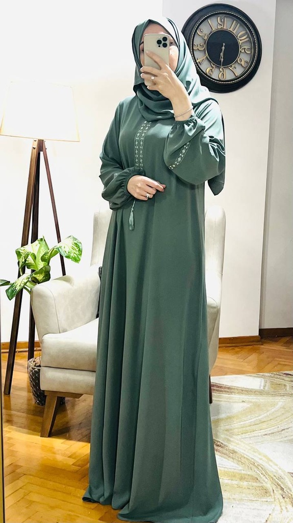 FCM4B-28B | Abaya Set 2 pieces (Dark Green)