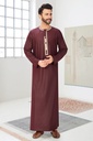 STMO-02	SIA Islamic Thobes for Men's Omani Style with Embroidery ( Burgandy )