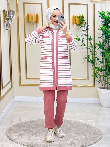 FCM4B-3015A | Casual Tracksuit Set 3 piece (Pink Orange)