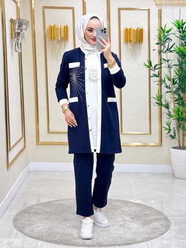 FCM4B-3018A | Casual Tracksuit Set 3 piece (Navy Blue)