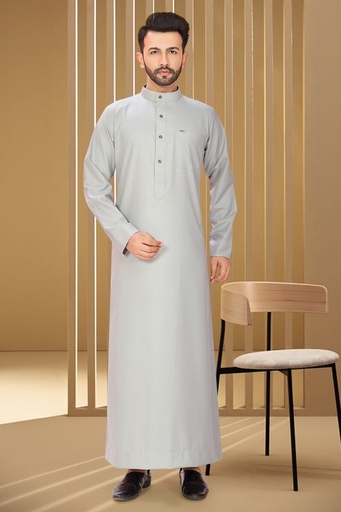 STMR-01 | SIA Islamic Thobes (Jubba) for Men's Middle Eastern Plain/Regular (Light Grey)